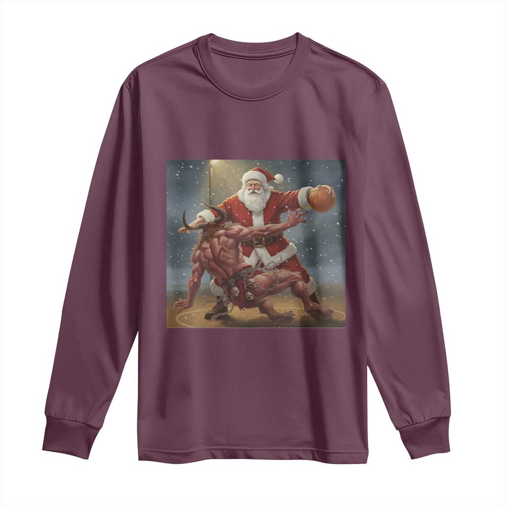 Funny Santa Basketball Long Sleeve Shirt Satan Christmas Meme - Wonder Print Shop