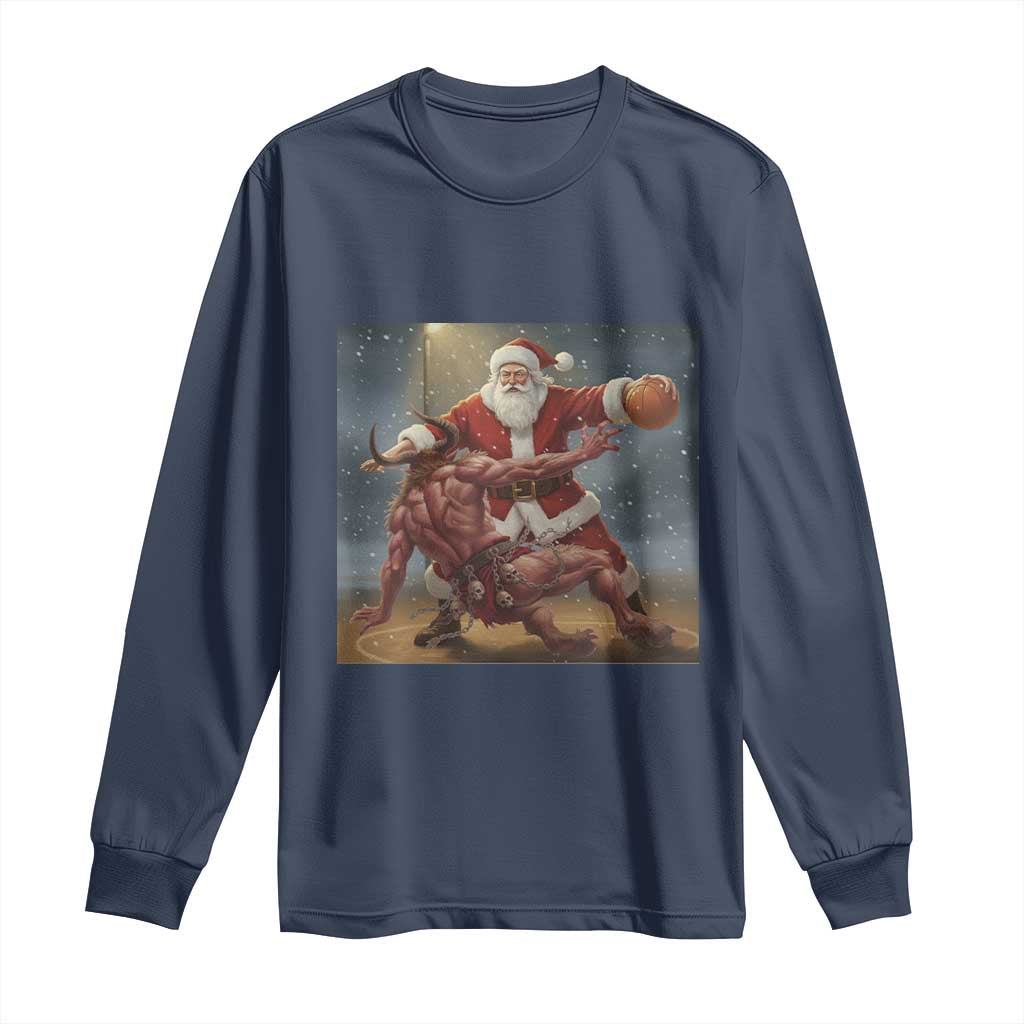 Funny Santa Basketball Long Sleeve Shirt Satan Christmas Meme - Wonder Print Shop