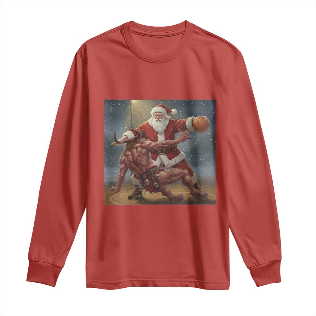 Funny Santa Basketball Long Sleeve Shirt Satan Christmas Meme - Wonder Print Shop