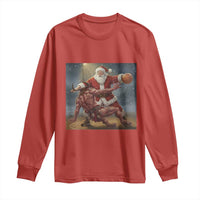 Funny Santa Basketball Long Sleeve Shirt Satan Christmas Meme - Wonder Print Shop