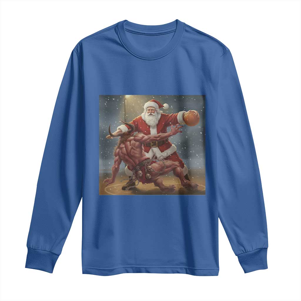 Funny Santa Basketball Long Sleeve Shirt Satan Christmas Meme - Wonder Print Shop