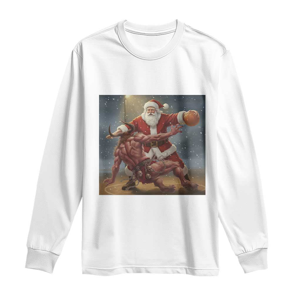 Funny Santa Basketball Long Sleeve Shirt Satan Christmas Meme - Wonder Print Shop