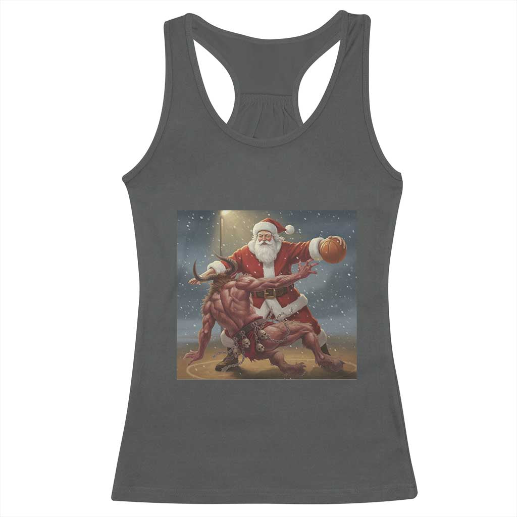 Funny Santa Basketball Racerback Tank Top Satan Christmas Meme - Wonder Print Shop