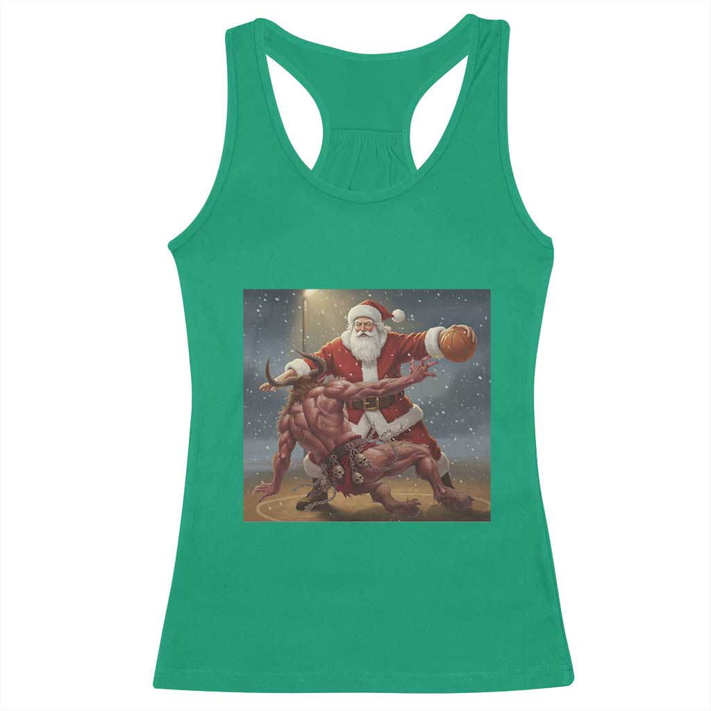 Funny Santa Basketball Racerback Tank Top Satan Christmas Meme - Wonder Print Shop