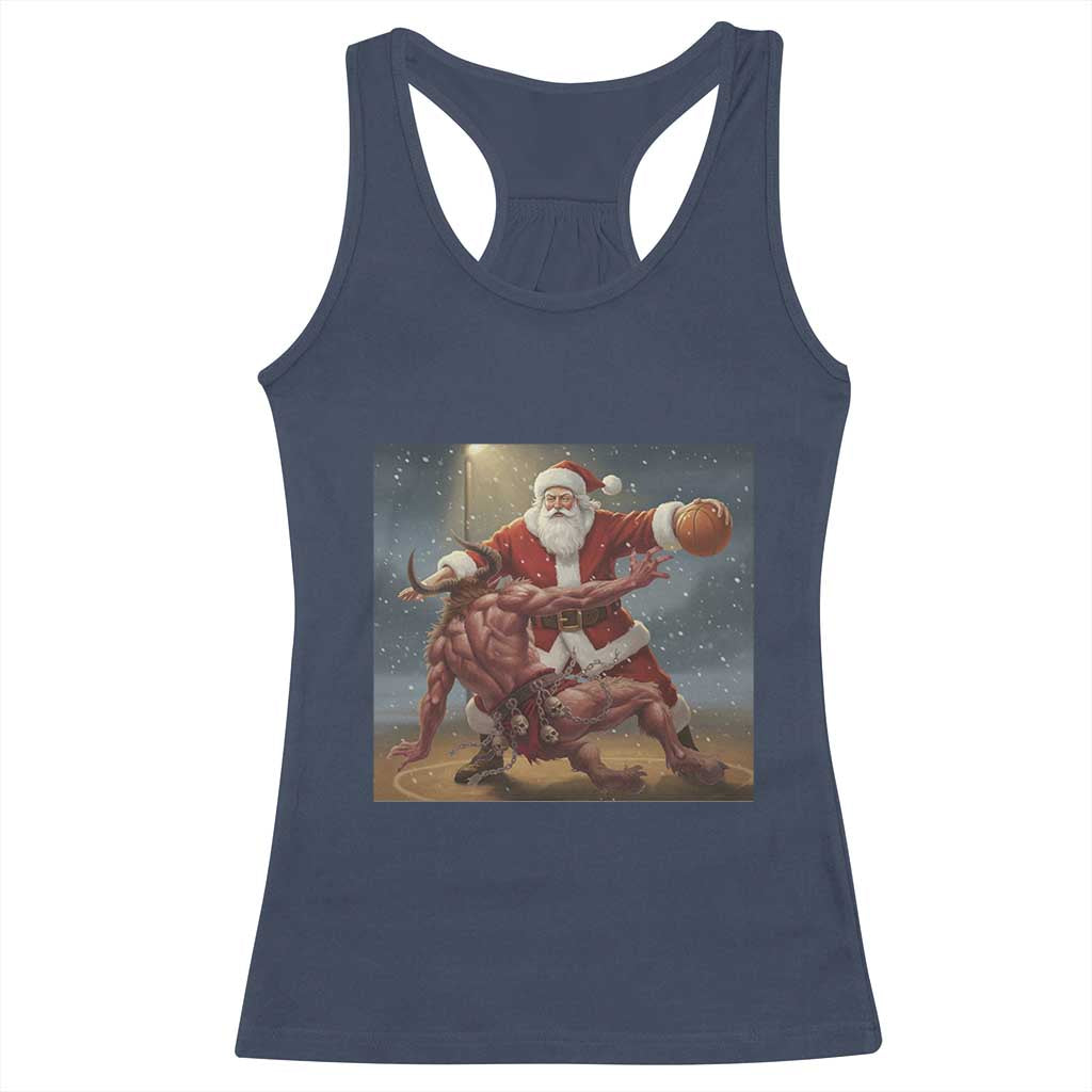 Funny Santa Basketball Racerback Tank Top Satan Christmas Meme - Wonder Print Shop