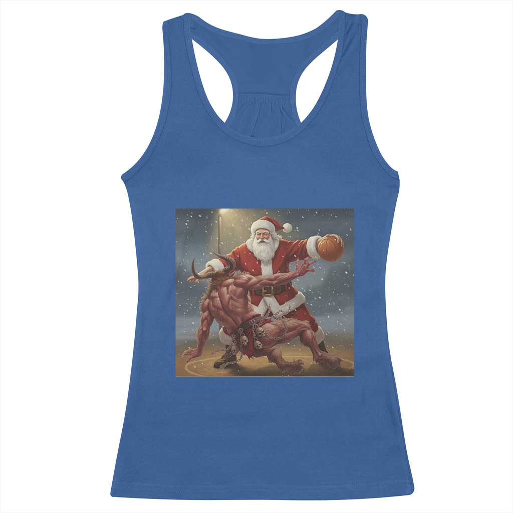 Funny Santa Basketball Racerback Tank Top Satan Christmas Meme - Wonder Print Shop