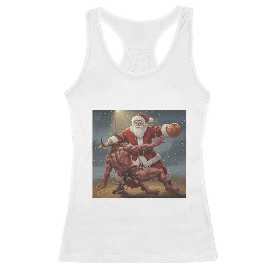 Funny Santa Basketball Racerback Tank Top Satan Christmas Meme - Wonder Print Shop