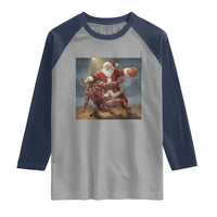 Funny Santa Basketball Raglan Shirt Satan Christmas Meme - Wonder Print Shop