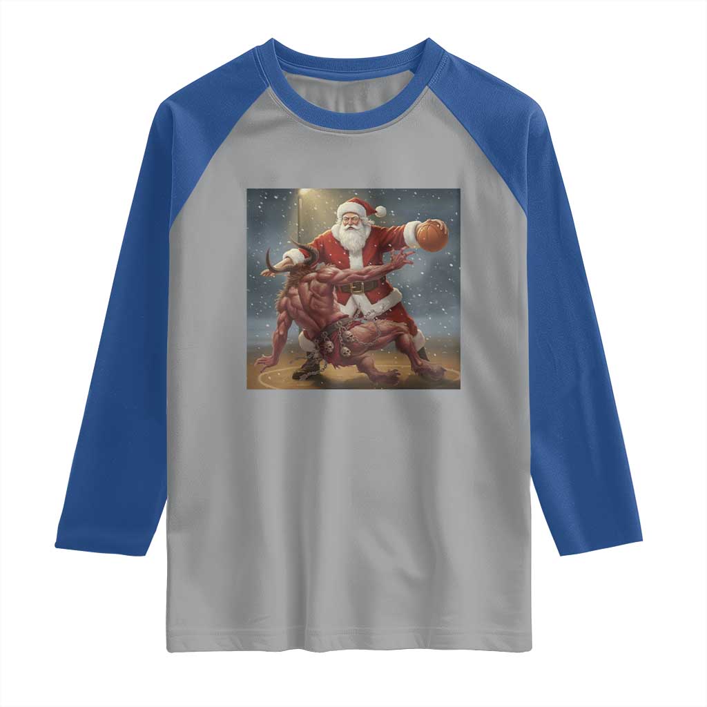 Funny Santa Basketball Raglan Shirt Satan Christmas Meme - Wonder Print Shop