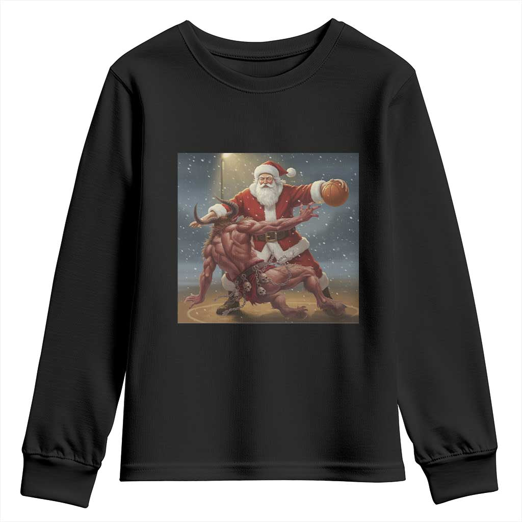 Funny Santa Basketball Youth Sweatshirt Satan Christmas Meme - Wonder Print Shop