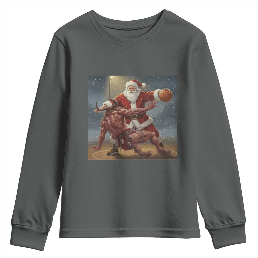 Funny Santa Basketball Youth Sweatshirt Satan Christmas Meme - Wonder Print Shop