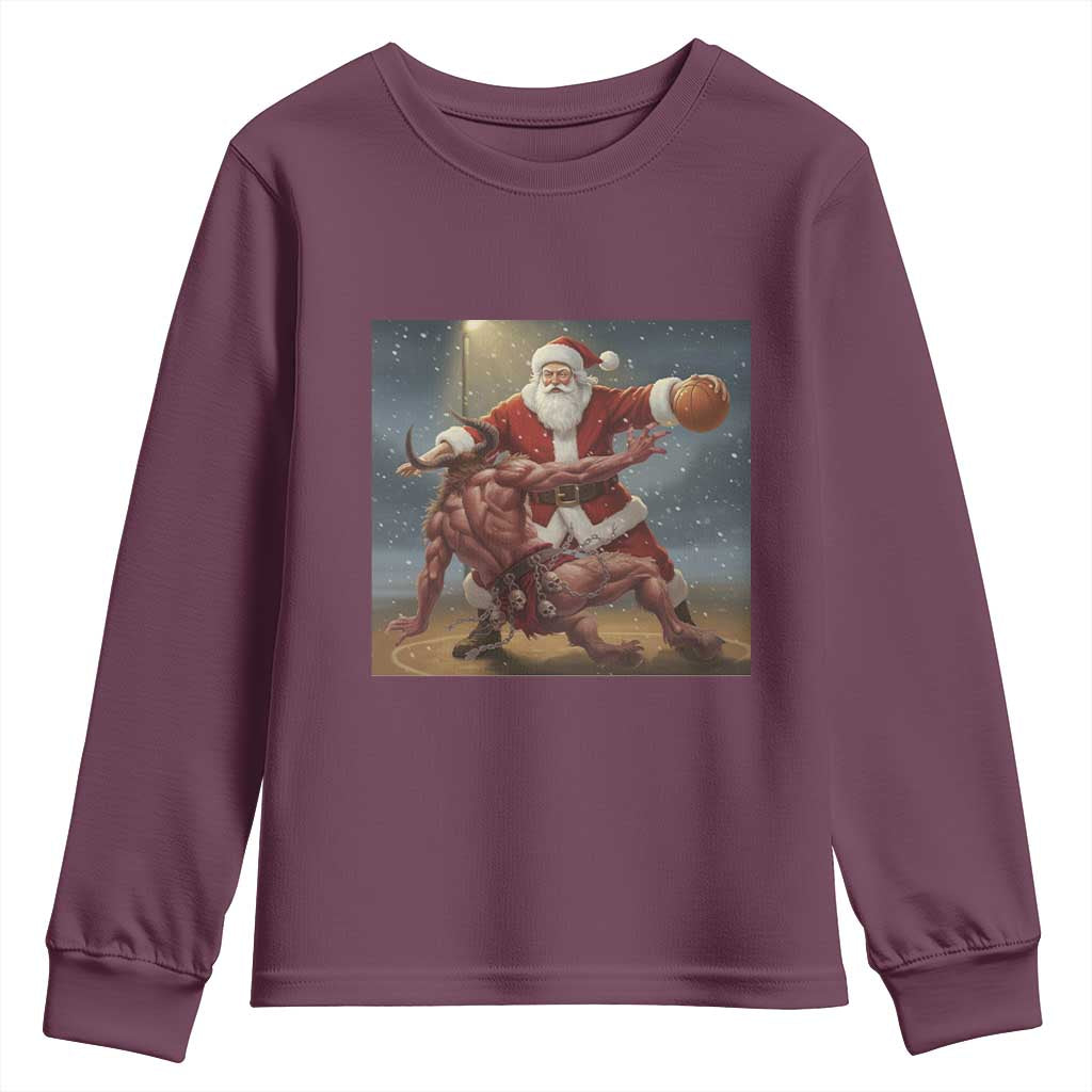 Funny Santa Basketball Youth Sweatshirt Satan Christmas Meme - Wonder Print Shop