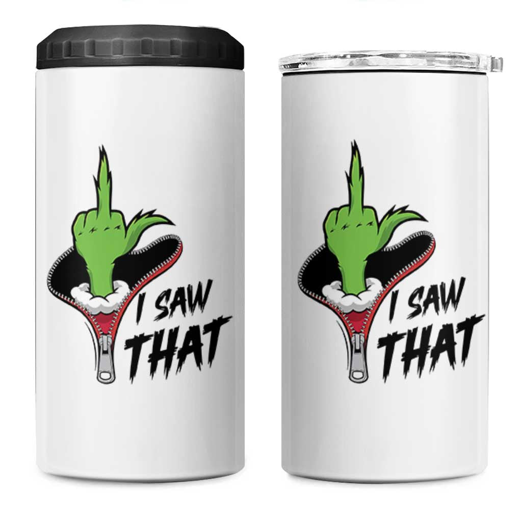 I Saw That 4 in 1 Can Cooler Tumbler Funny Elf Hand Christmas - Wonder Print Shop