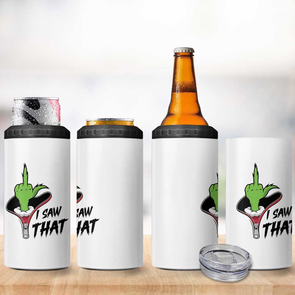 I Saw That 4 in 1 Can Cooler Tumbler Funny Elf Hand Christmas - Wonder Print Shop