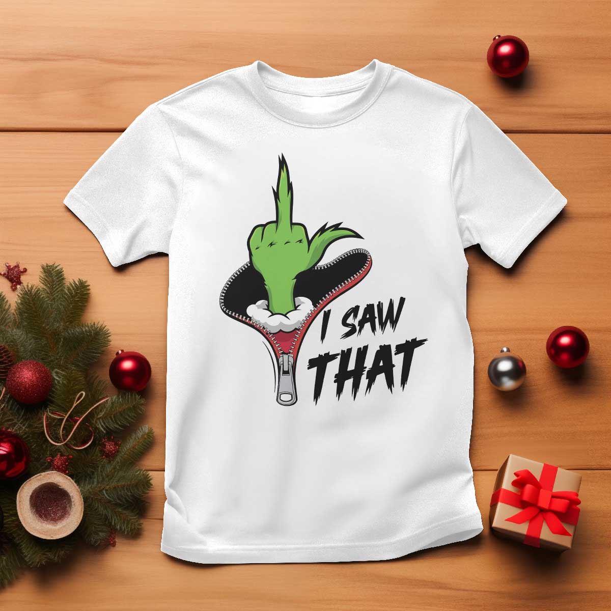 I Saw That T Shirt Funny Elf Hand Christmas - Wonder Print Shop