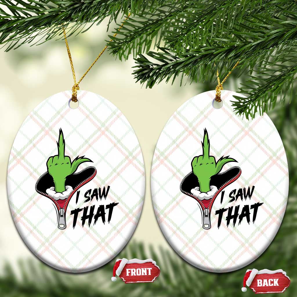 I Saw That Ceramic Ornament Funny Elf Hand Xmas - Wonder Print Shop