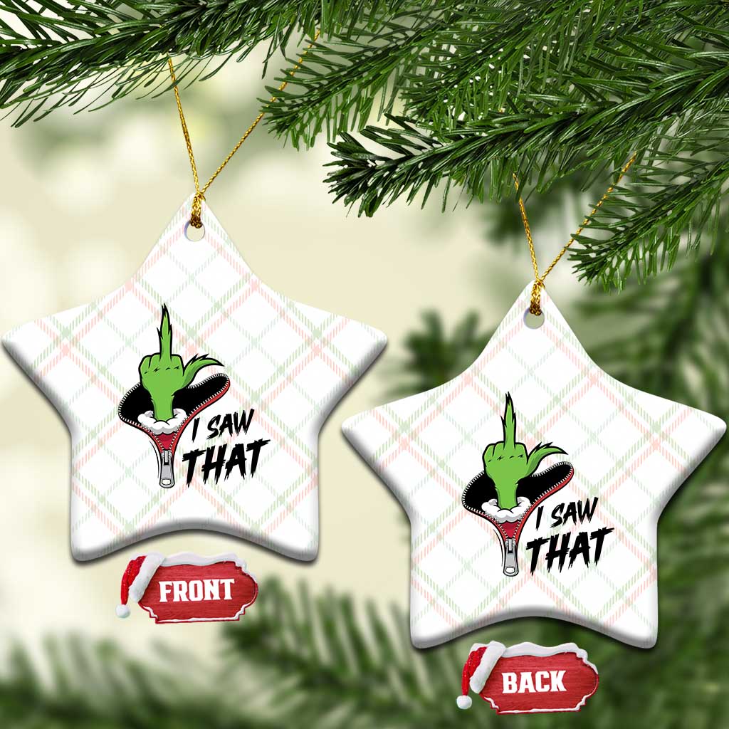 I Saw That Ceramic Ornament Funny Elf Hand Xmas - Wonder Print Shop