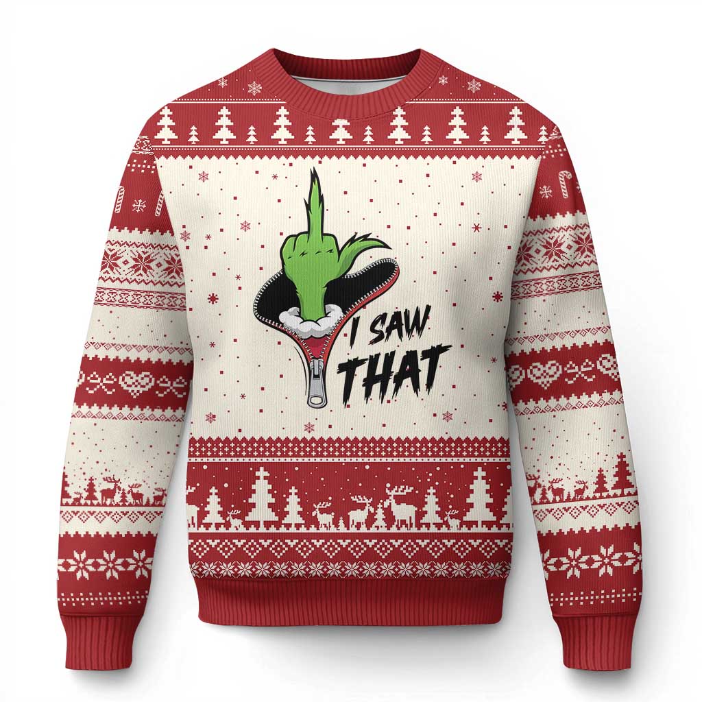 I Saw That Ugly Christmas Sweater Funny Elf Hand Xmas - Wonder Print Shop