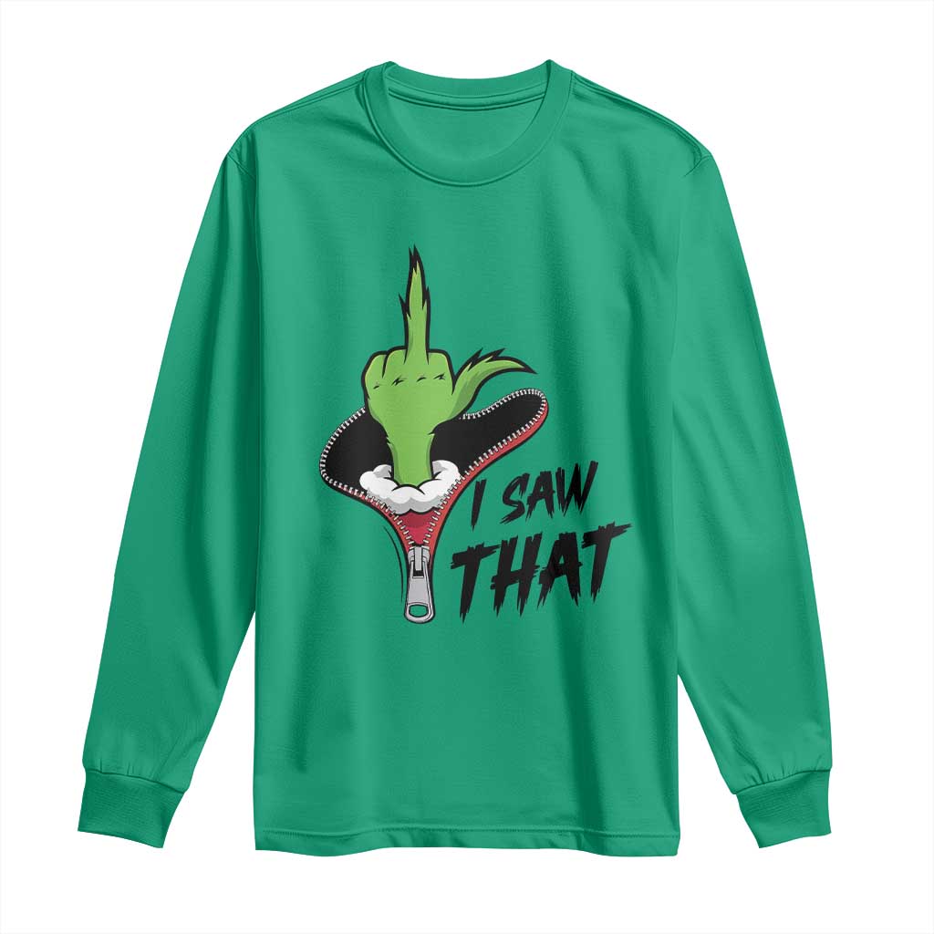 I Saw That Long Sleeve Shirt Funny Elf Hand Christmas - Wonder Print Shop