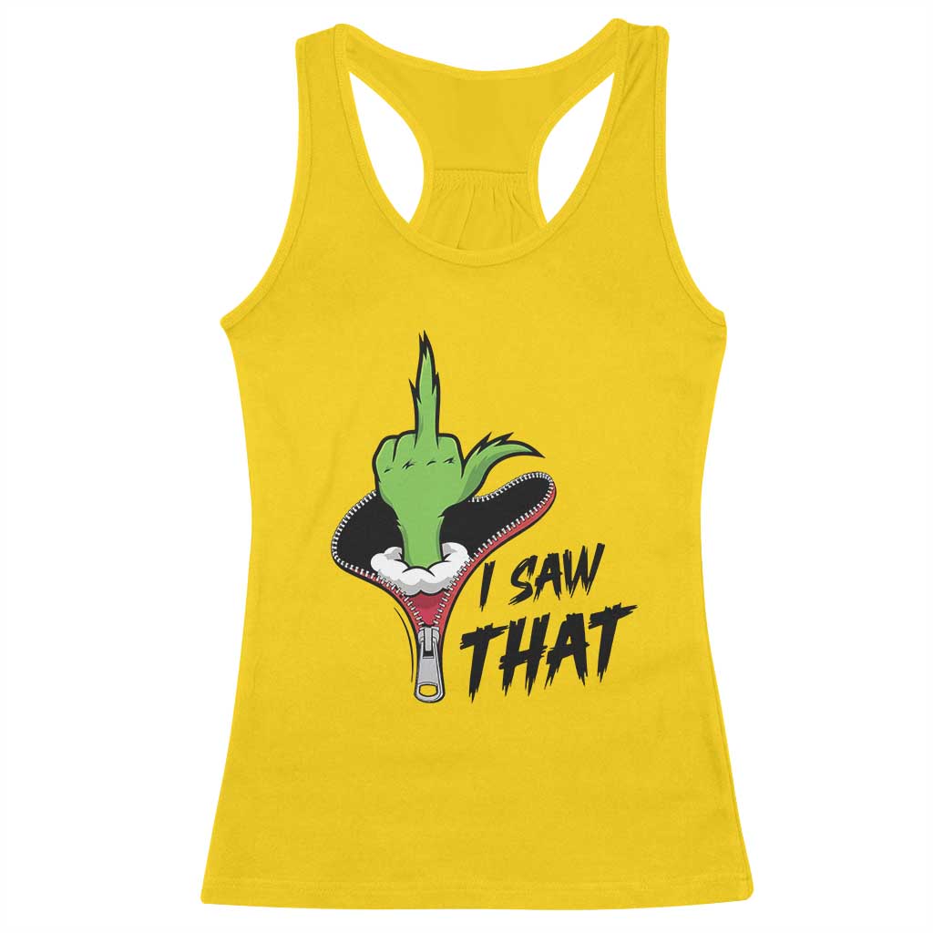 I Saw That Racerback Tank Top Funny Elf Hand Christmas - Wonder Print Shop