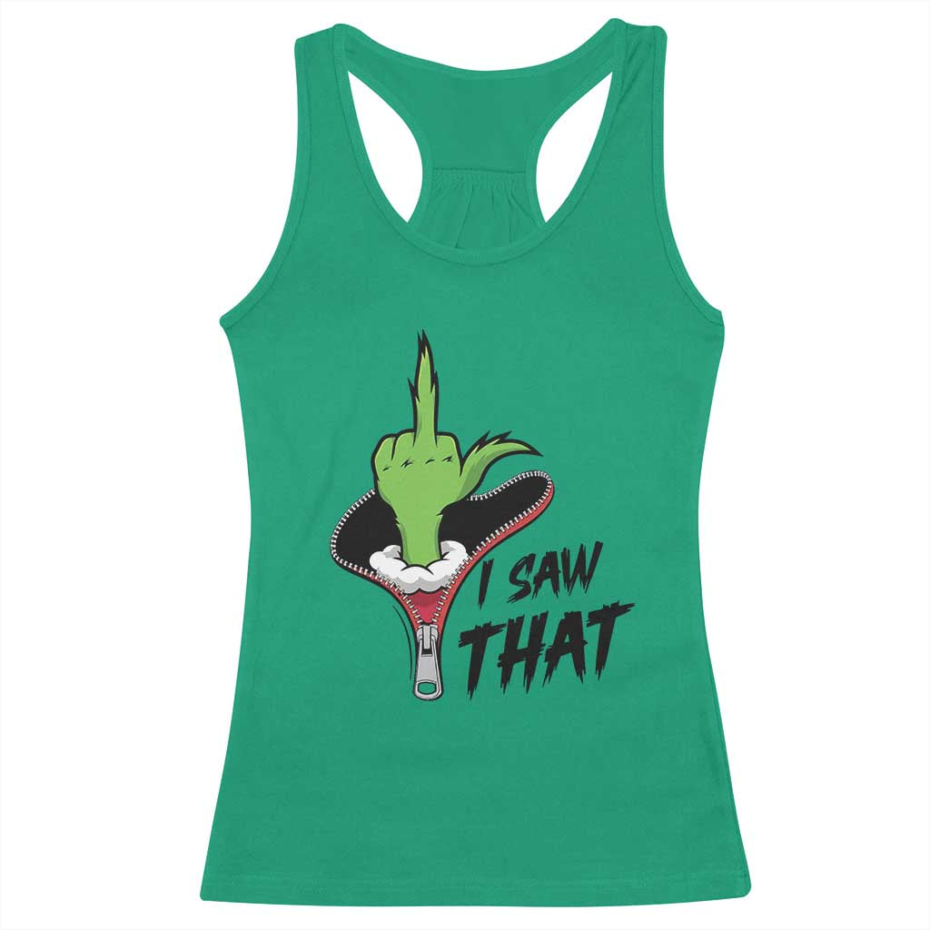 I Saw That Racerback Tank Top Funny Elf Hand Christmas - Wonder Print Shop