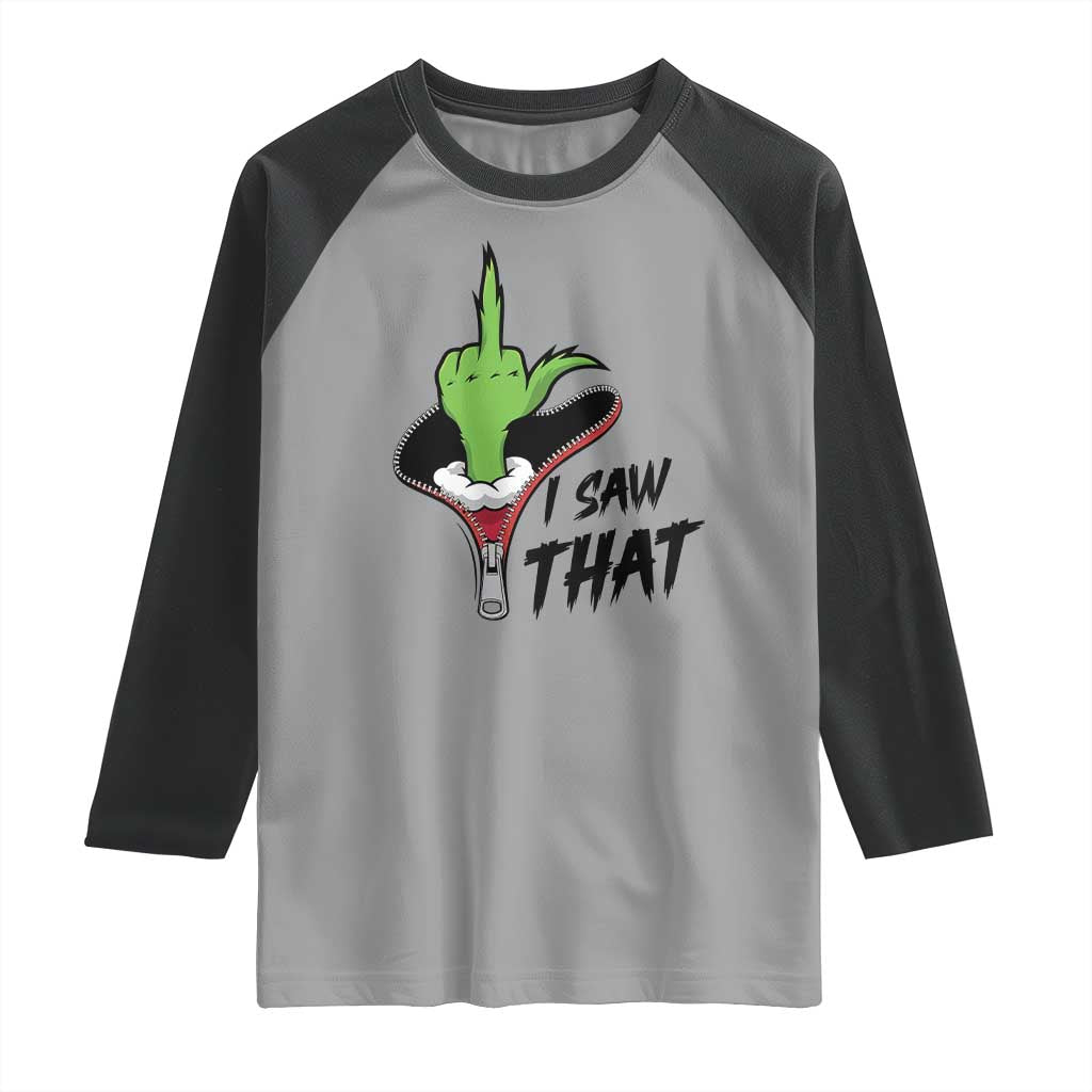 I Saw That Raglan Shirt Funny Elf Hand Christmas - Wonder Print Shop