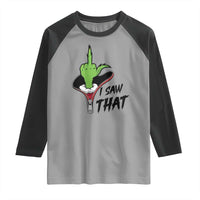 I Saw That Raglan Shirt Funny Elf Hand Christmas - Wonder Print Shop