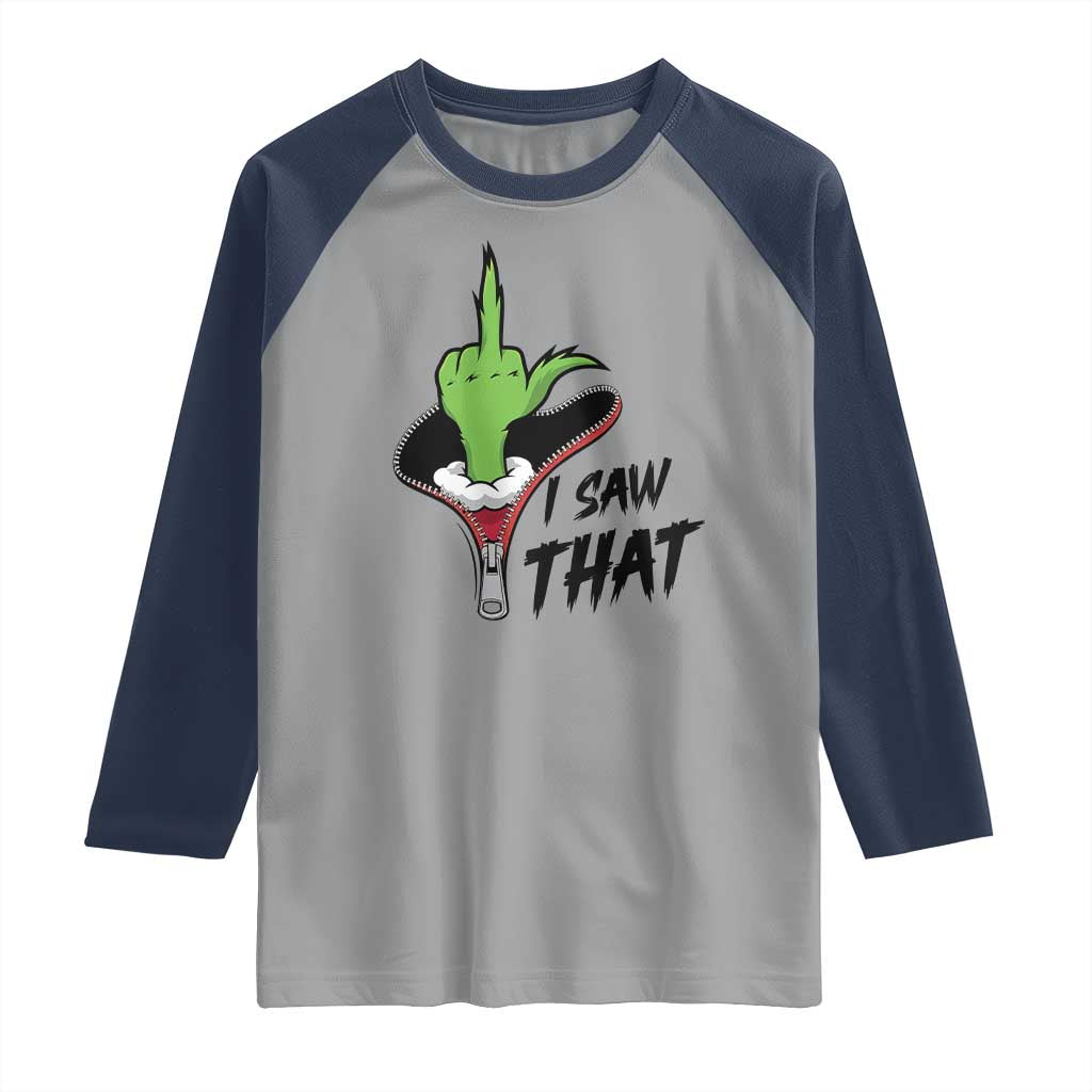 I Saw That Raglan Shirt Funny Elf Hand Christmas - Wonder Print Shop