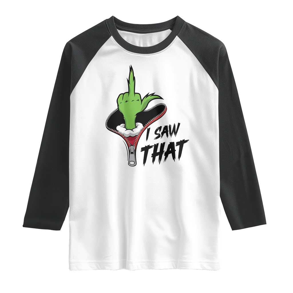 I Saw That Raglan Shirt Funny Elf Hand Christmas - Wonder Print Shop