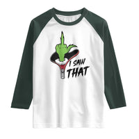 I Saw That Raglan Shirt Funny Elf Hand Christmas - Wonder Print Shop