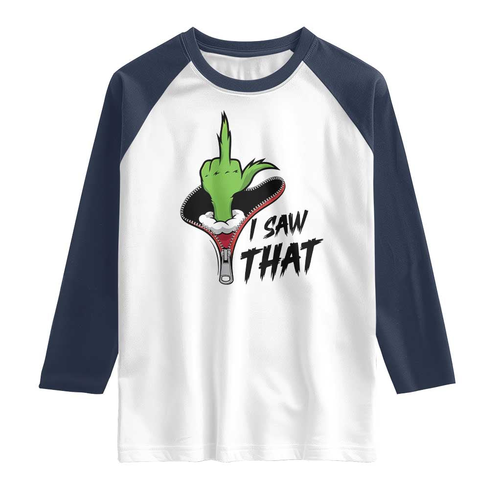 I Saw That Raglan Shirt Funny Elf Hand Christmas - Wonder Print Shop