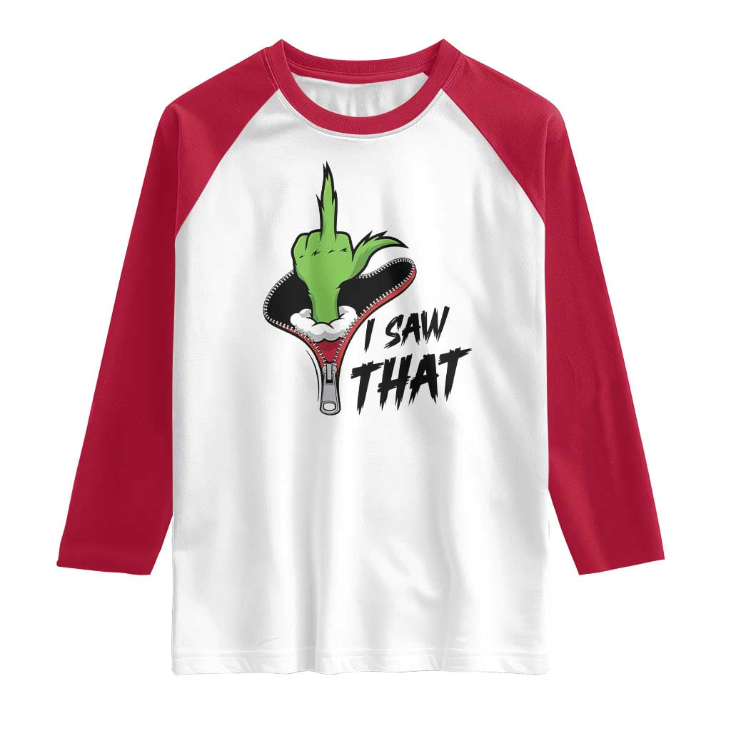 I Saw That Raglan Shirt Funny Elf Hand Christmas - Wonder Print Shop