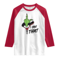 I Saw That Raglan Shirt Funny Elf Hand Christmas - Wonder Print Shop