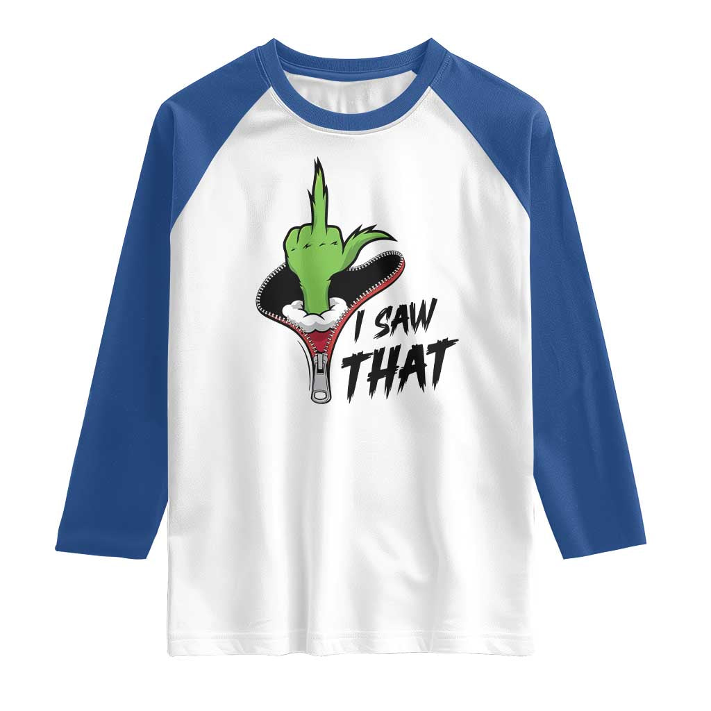 I Saw That Raglan Shirt Funny Elf Hand Christmas - Wonder Print Shop