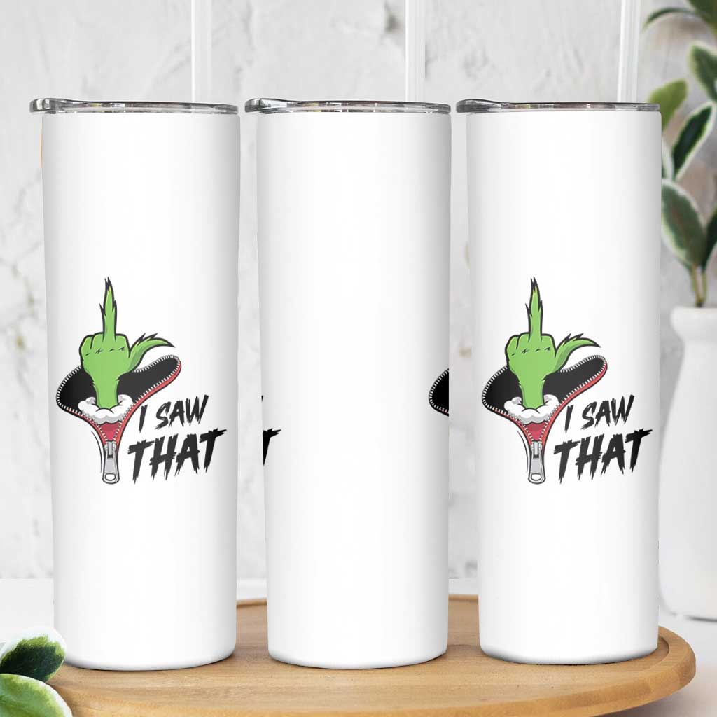 I Saw That Skinny Tumbler Funny Elf Hand Christmas - Wonder Print Shop