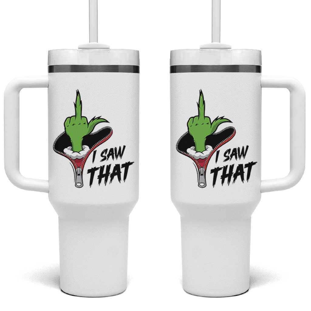 I Saw That Tumbler With Handle Funny Elf Hand Christmas - Wonder Print Shop