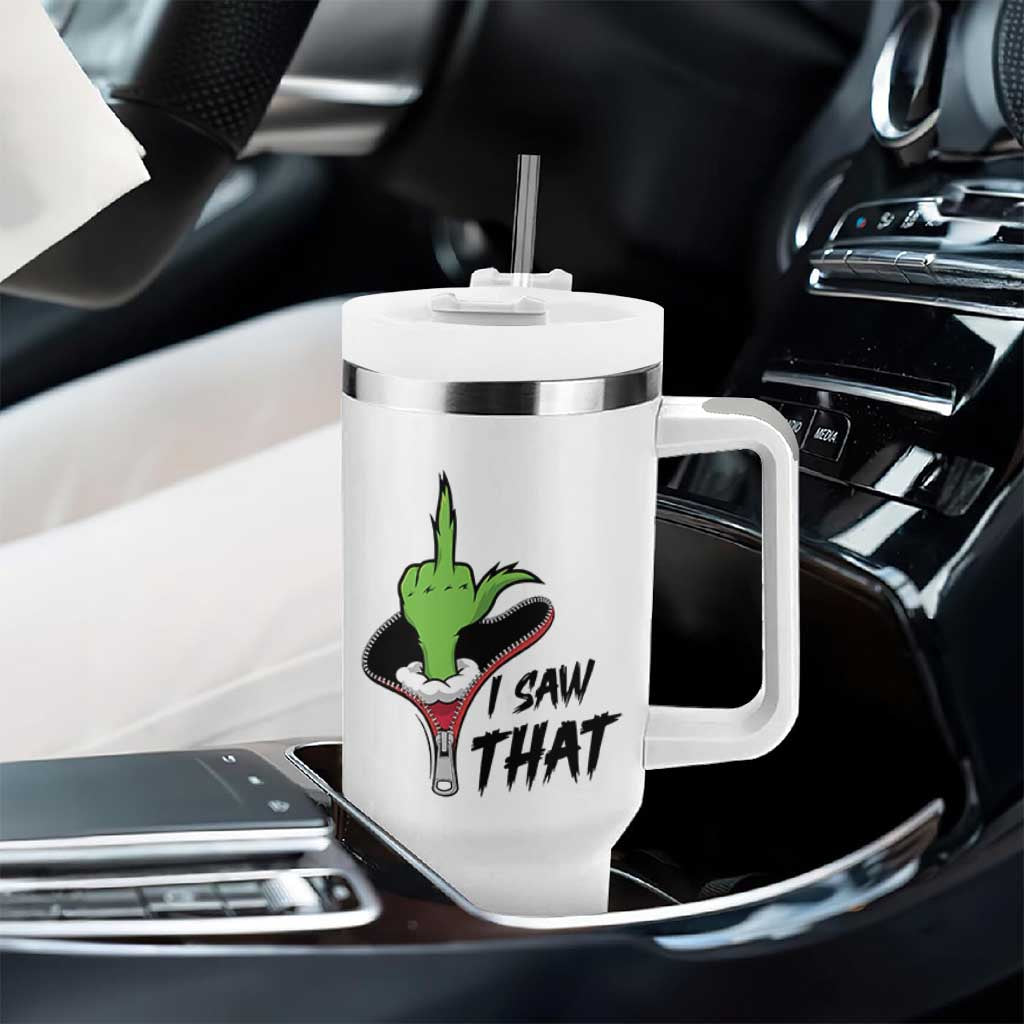 I Saw That Tumbler With Handle Funny Elf Hand Christmas - Wonder Print Shop
