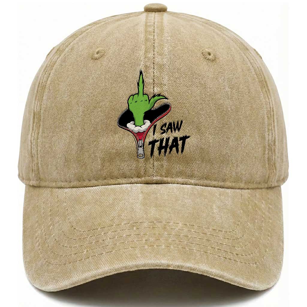 I Saw That Washed Cotton Baseball Cap Funny Elf Hand Christmas