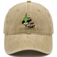 I Saw That Washed Cotton Baseball Cap Funny Elf Hand Christmas