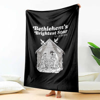 Nativity Scene Throw Blanket Brightest Star of Bethlehem He Is Born Christian Christmas - Wonder Print Shop