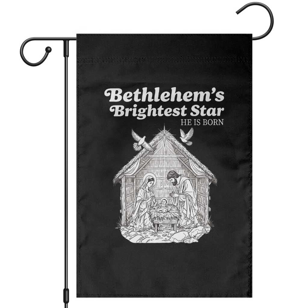 Nativity Scene Garden Flag Brightest Star of Bethlehem He Is Born Christian Christmas - Wonder Print Shop