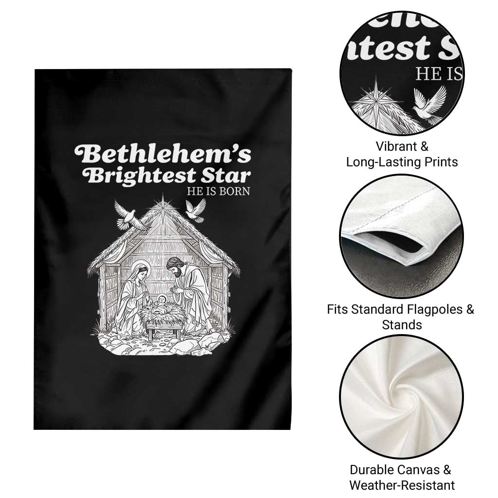 Nativity Scene Garden Flag Brightest Star of Bethlehem He Is Born Christian Christmas - Wonder Print Shop
