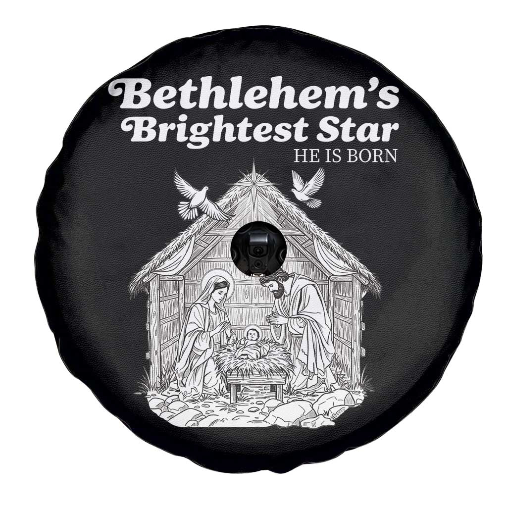 Nativity Scene Spare Tire Cover Brightest Star of Bethlehem He Is Born Christian Christmas - Wonder Print Shop