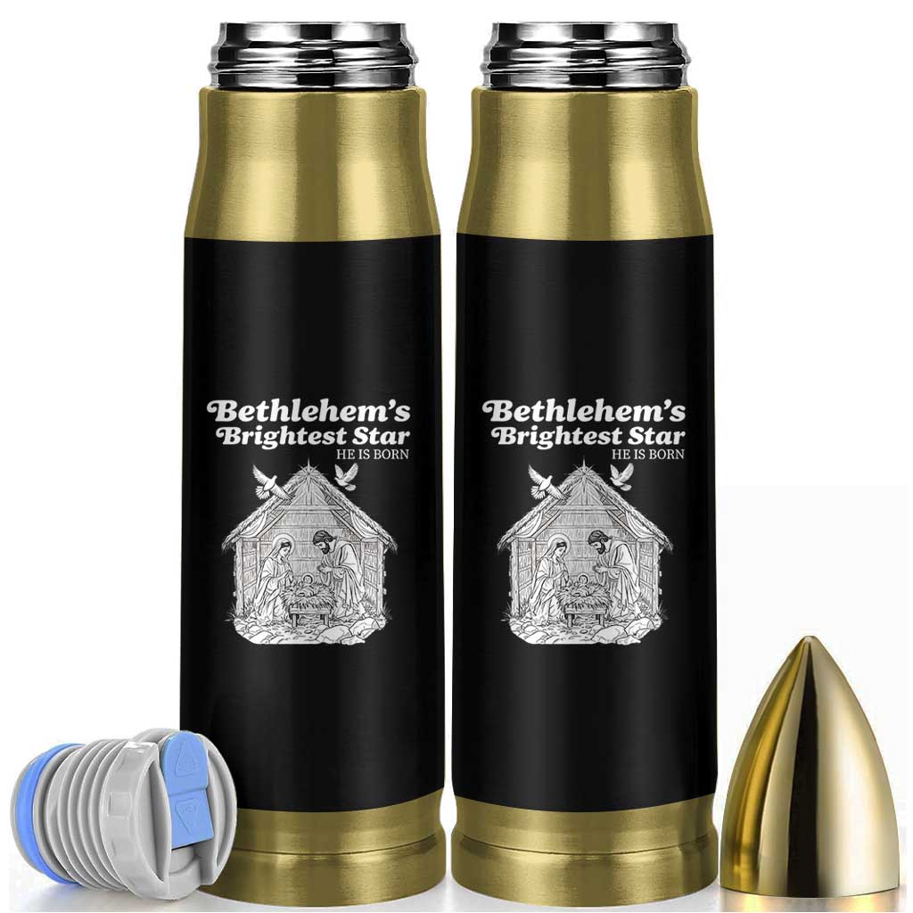 Nativity Scene Bullet Tumbler Brightest Star of Bethlehem He Is Born Christian Christmas - Wonder Print Shop