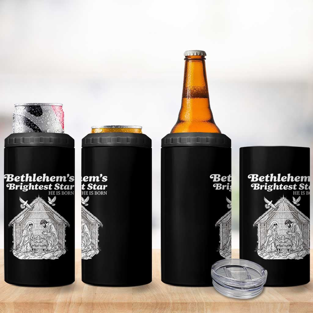 Nativity Scene 4 in 1 Can Cooler Tumbler Brightest Star of Bethlehem He Is Born Christian Christmas - Wonder Print Shop