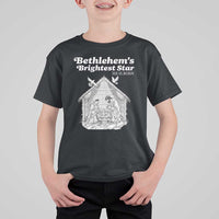 Nativity Scene T Shirt For Kid Brightest Star of Bethlehem He Is Born Christian Christmas - Wonder Print Shop
