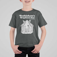 Nativity Scene T Shirt For Kid Brightest Star of Bethlehem He Is Born Christian Christmas - Wonder Print Shop