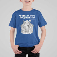 Nativity Scene T Shirt For Kid Brightest Star of Bethlehem He Is Born Christian Christmas - Wonder Print Shop