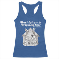 Nativity Scene Racerback Tank Top Brightest Star of Bethlehem He Is Born Christian Christmas - Wonder Print Shop