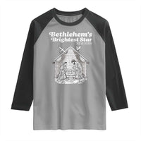 Nativity Scene Raglan Shirt Brightest Star of Bethlehem He Is Born Christian Christmas - Wonder Print Shop